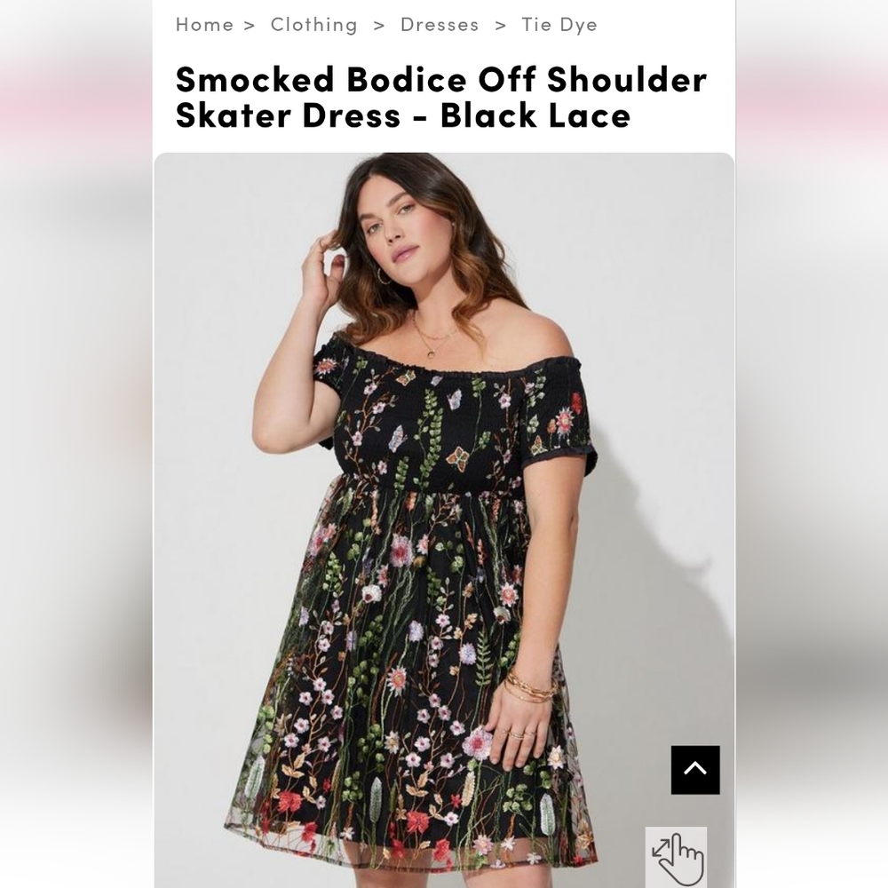 Smocked Bodice off Shoulder Skater Dress-black lace